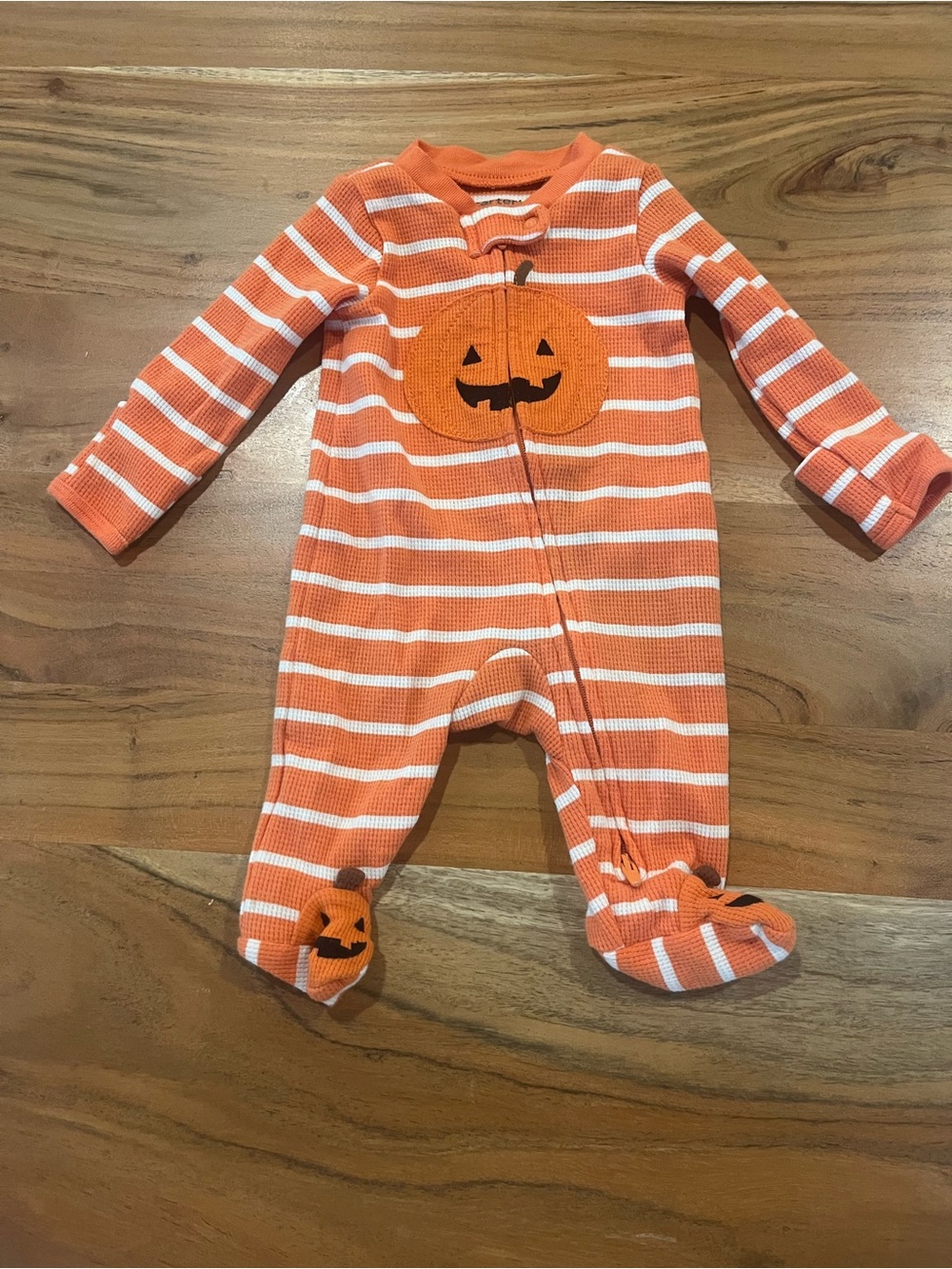Carters Orange Striped Pumpkin Baby Onesie